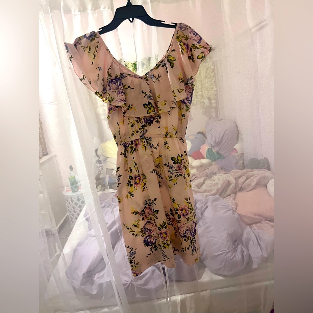 MPH Pink Floral Off-the-Shoulder Dress